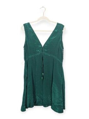 Shahida Parides Mini Dress M Emerald Green Viscose Silk Resort Luxe NWT
